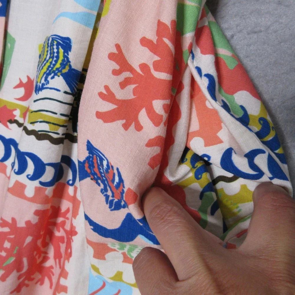 Umgee Skirt Large Colorful Nautical Coastal Coral Resort Beach Novelty‎ Midi NWT